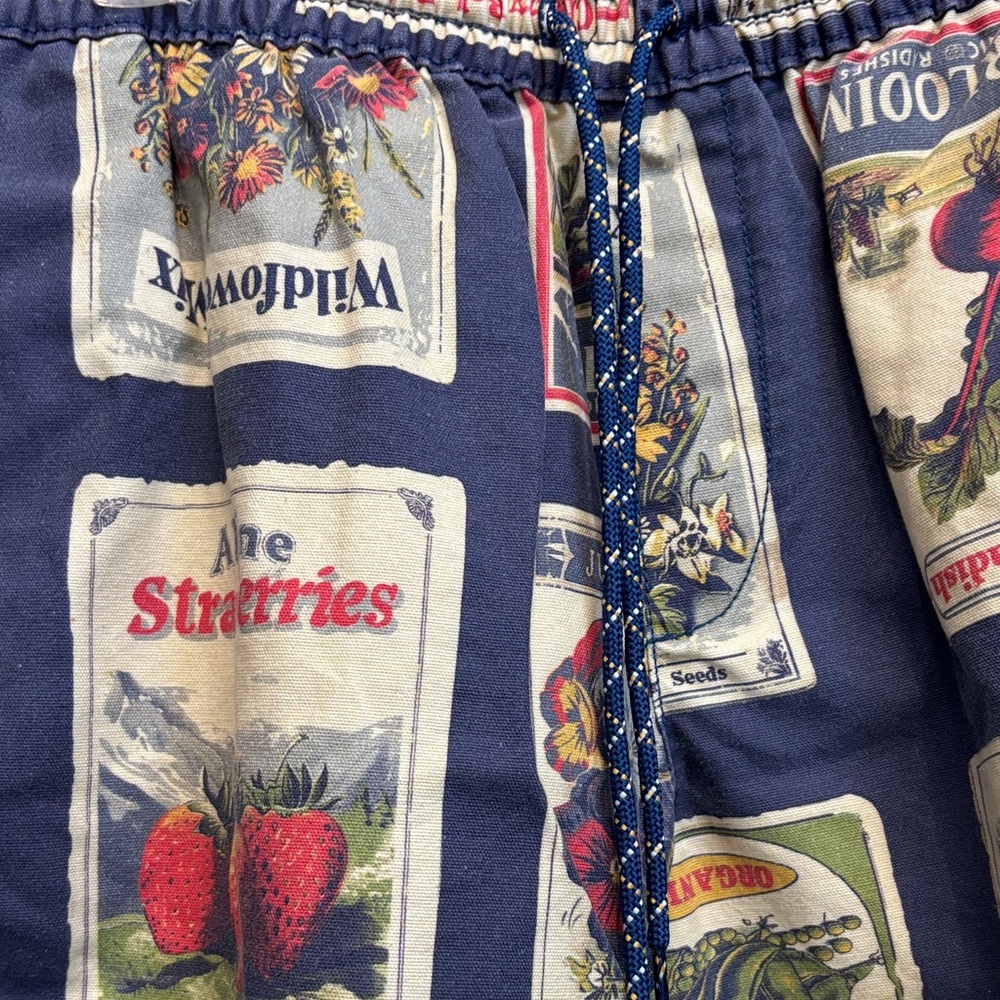 BDG Navy Multicolor Seed Packet Print Cropped Capris - Picture 2 of 5